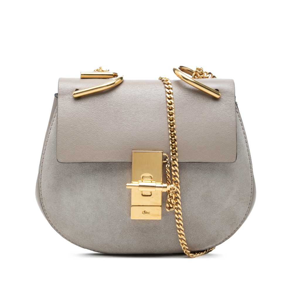 Pre-Loved Chloé Mini Bicolor Suede and Calfskin Drew Crossbody